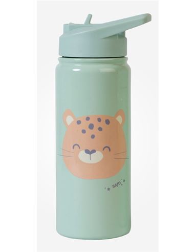 Botella con pajita - Termo: Tigre (500 ml) (verde) - 05774551
