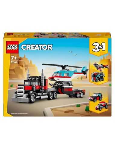 LEGO - Creator: Camión Plataforma con Helicóptero - 22531146