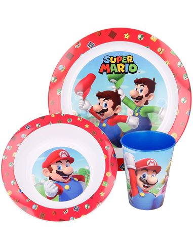 Set vajilla - Platos y vaso: Super Mario (3 pcs) - 33521449