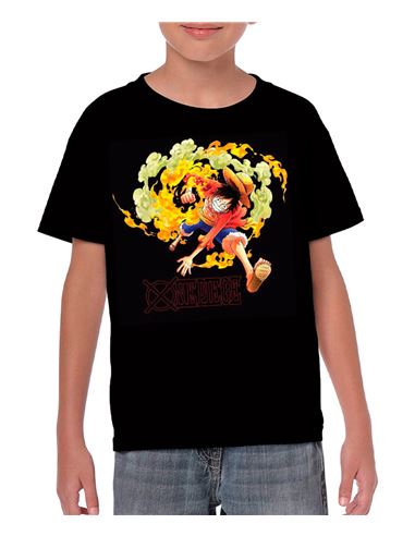 Camiseta - One Piece: Luffy Ataque negra (8 años) - 64977218-1