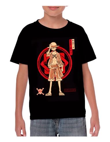Camiseta - One Piece: Luffy Negra (8 años) - 64977002-1