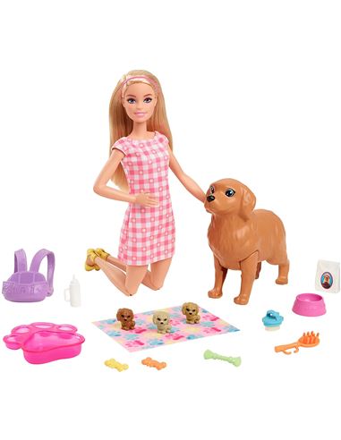 Barbie - Perrita con cachorros: vestido de cuadros - 24501244