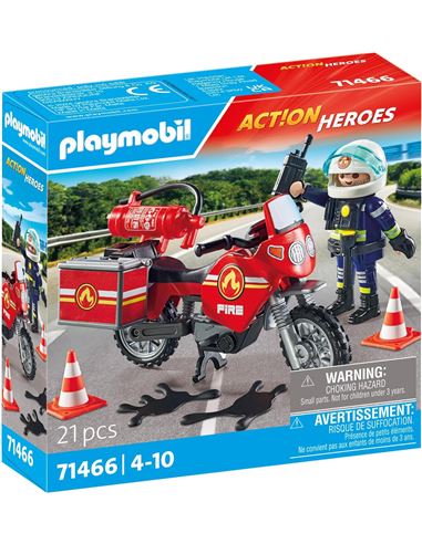 Playmobil - Action Heroes: Moto de bomberos - 30071466